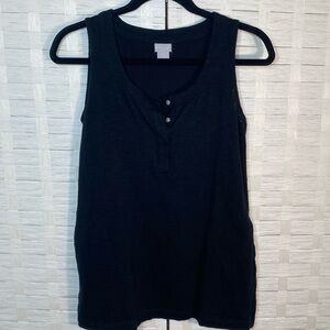 Chico’s Black Cotton Slub‎ Pullover Tank with Pockets Size 0/XS